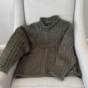 Textured Crewneck Sweater in Olive
